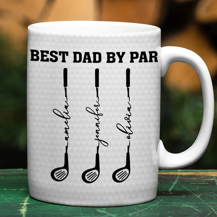 Best Dad Grandpa By Par Golf Clubs - Personalized White Edge-to-Edge Mug