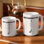 Gift For Grandpa,Gift For Father,Golf,Non-Eng,Icon,Proud - Best Dad Grandpa By Par Golf Clubs - Personalized White Edge-to-Edge Mug