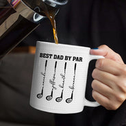 Gift For Grandpa,Gift For Father,Golf,Non-Eng,Icon,Proud - Best Dad Grandpa By Par Golf Clubs - Personalized White Edge-to-Edge Mug