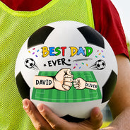 Gift For Father, Top Market, Football (Soccer), Confident, Summer Soccer Games, Vector, Alternating Color Text - Best Dad Grandpa Ever - Personalized Soccer Ball