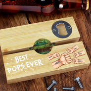 Gift For Father,Gift For Grandpa - Best Dad Grandpa Ever Fist Bump - Personalized Bottle Opener Wood Level
