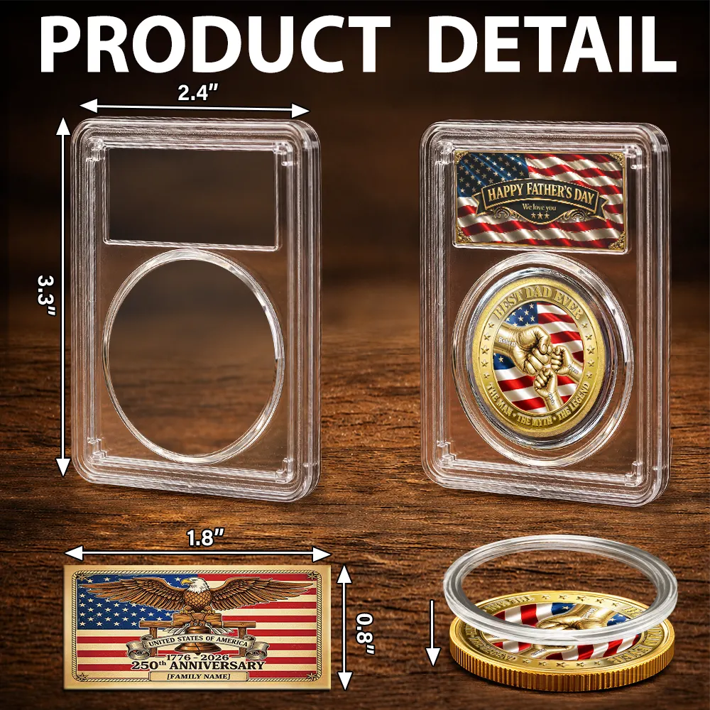 Top Market, Gift For Father, Gift For Grandpa, Gift For Men, Happy, con - Best Dad Grandpa Ever Fist Bump With Kids - Personalized Coin