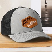 Gift For Father,Gift For Grandpa - Best Dad Grandpa Papa Ever Fist Bump - Personalized Leather Patch Hat