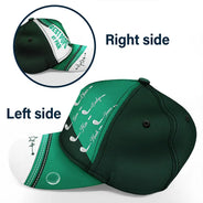 Gift For Father,Gift For Grandpa,Dad's Hobby,Golf,Non-Eng,Custom Text,Confident - Best Dad Papa By Par Golf Faux Leather Effect - Personalized Classic Cap