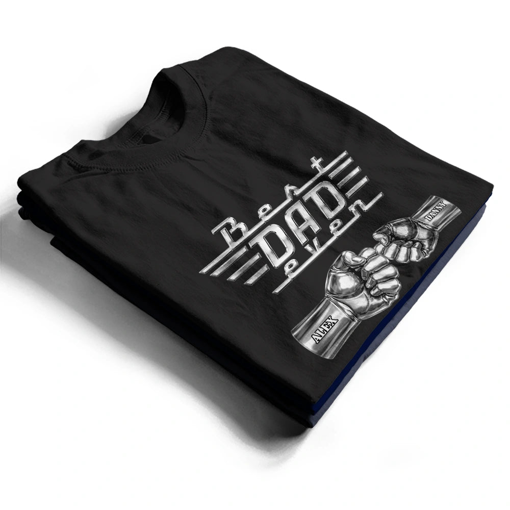 Gift For Grandpa,Gift For Father,Non-Eng,Icon,Proud - Best Dad Papa Ever Metal Effect Hand Punch - Personalized T Shirt