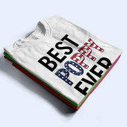Best Dad Papa Ever Stars And Stripes With Names On Sleeves - Personalized T Shirt