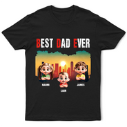 Gift For Father, Gift For Grandpa, Happy - Best Dad Papa Grandpa Ever Retro Sunset City - Personalized T Shirt