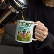 Happy, Sport Dad, Golf, Gift For Father, Gift For Men - Best Daddy By Par 3D Effect - Personalized White Edge-to-Edge Mug