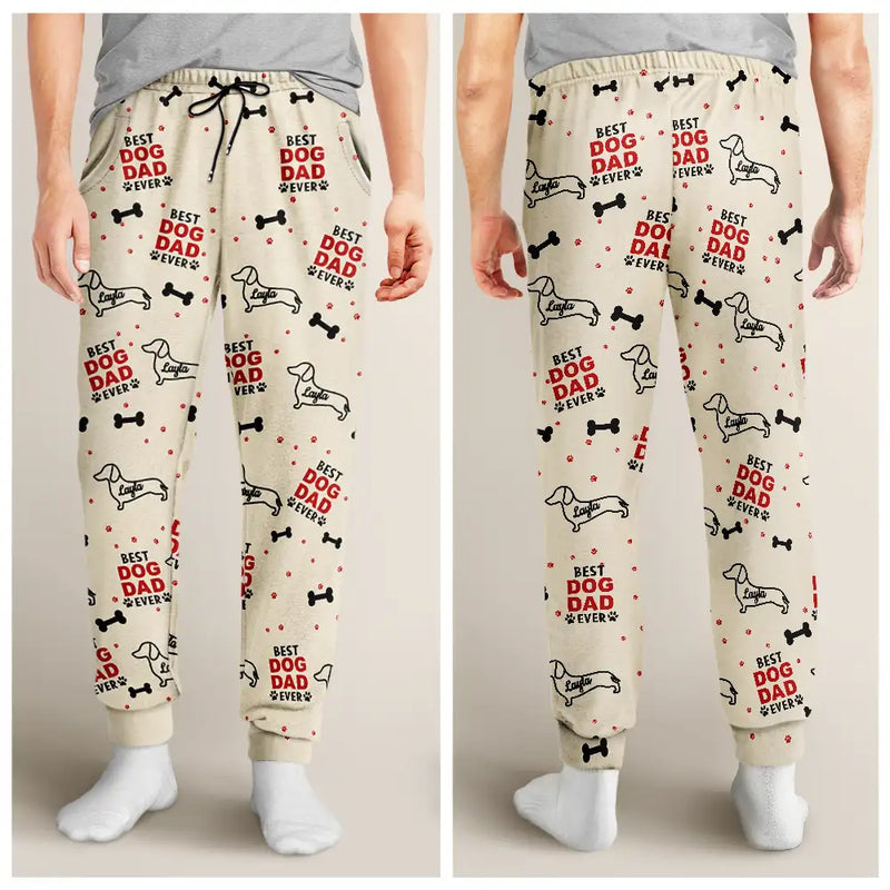 Pet Lovers,Pet Mom,Pet Dad,Dog Lovers,Dog Mom,Dog Dad,Love - Best Dog Dad Dog Mom Pattern - Personalized Pajama Pants