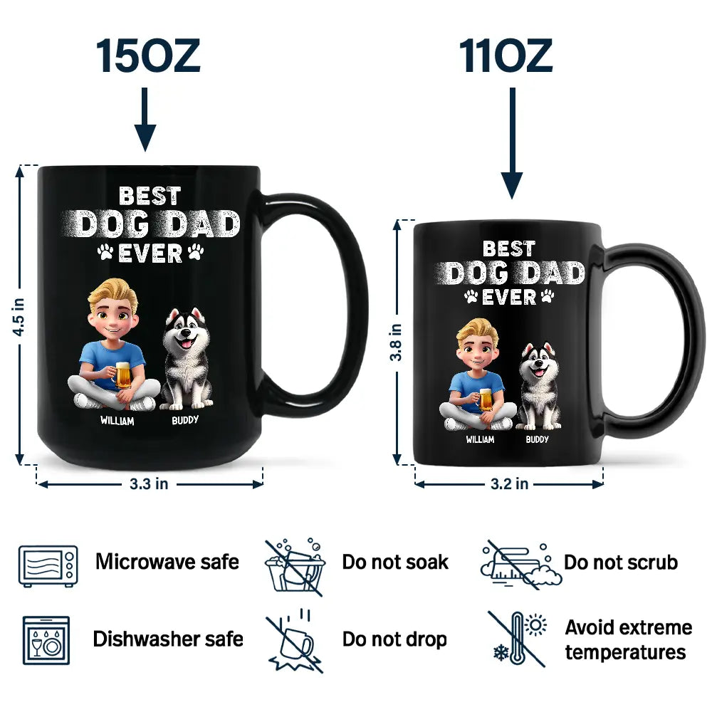 Pet Lovers,Pet Dad - Best Dog Dad Ever 3D Effect - Personalized Black Mug