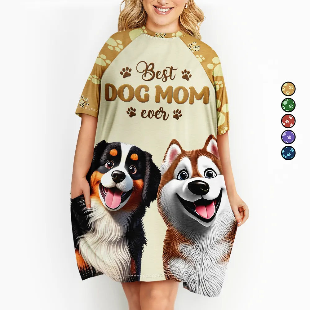 Best Dog Mom Dog Mum Ever 3D Effect - Personalized Women's Sleep Tee