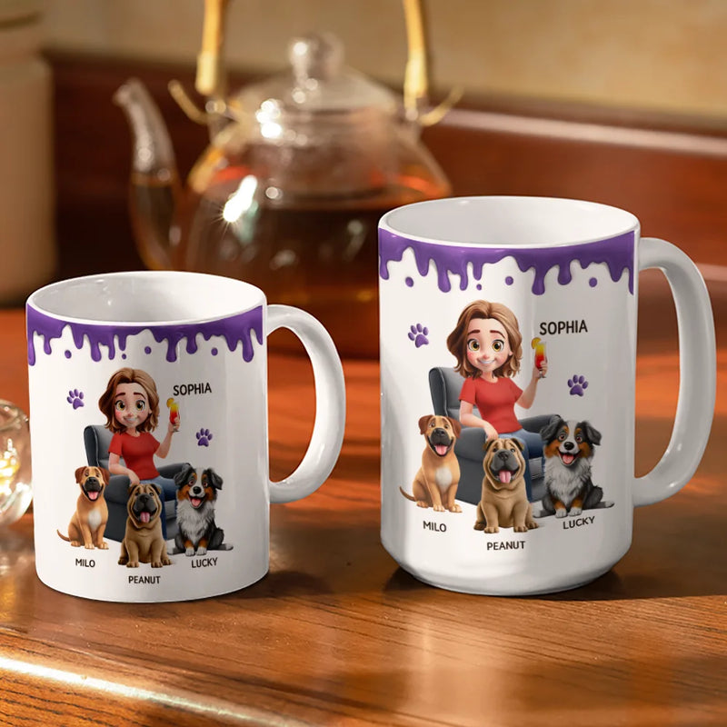 Happy,Gift For Wife,Gift For Women,Dog Mom,Dog Lovers,Pet Lovers,Gift For Mother,Gift For Yourself - Best Dog Mom Ever 3D Effect - Personalized White Edge-to-Edge Mug