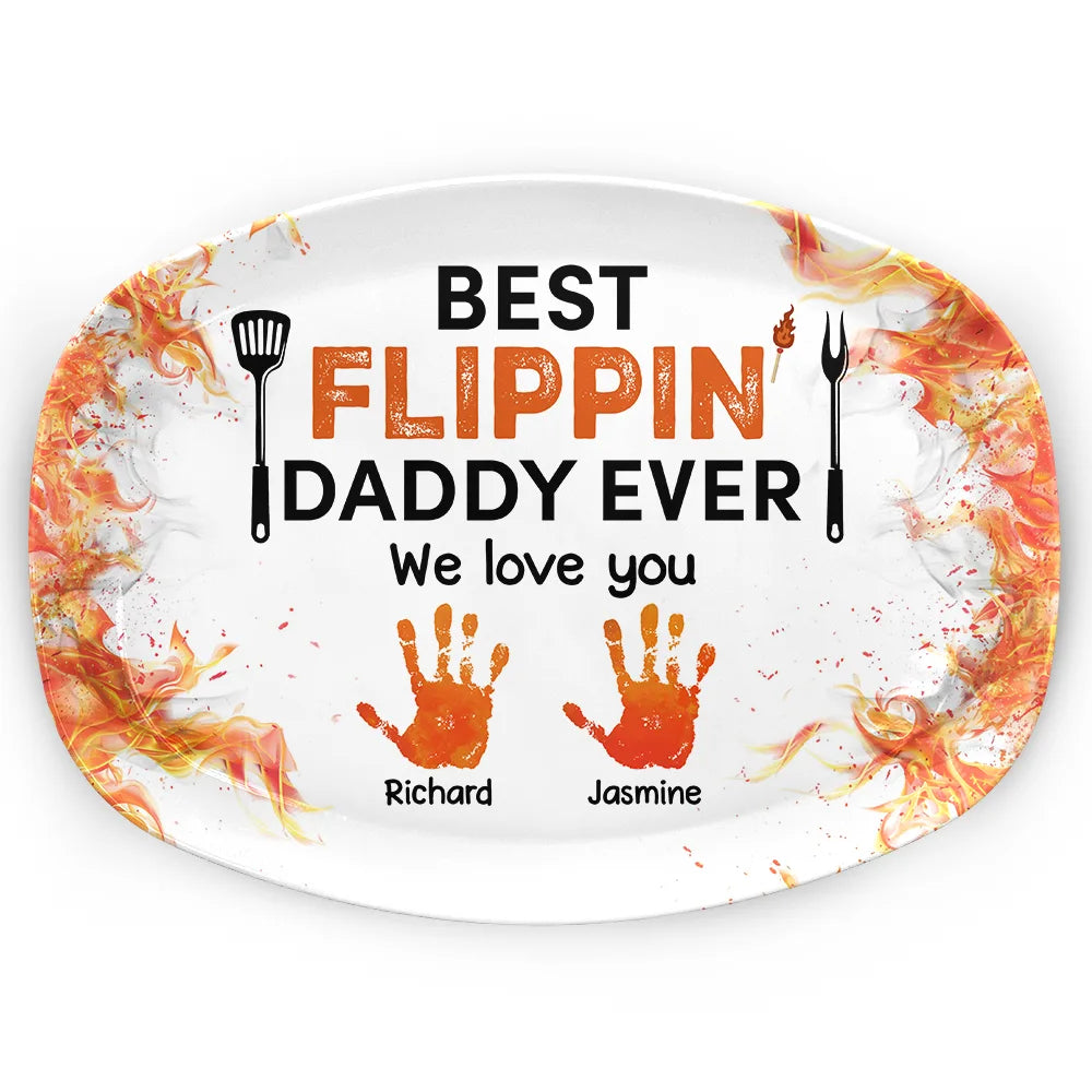 Gift For Father,Dad's Hobby,Grilling,Cooking - Best Flippin' Dad Ever - Personalized Plate
