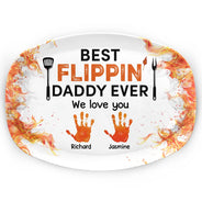 Gift For Father,Dad's Hobby,Grilling,Cooking - Best Flippin' Dad Ever - Personalized Plate