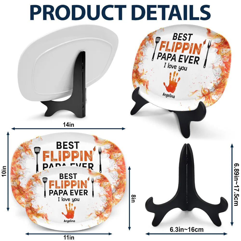 Gift For Father,Dad's Hobby,Grilling,Cooking - Best Flippin' Dad Ever - Personalized Plate
