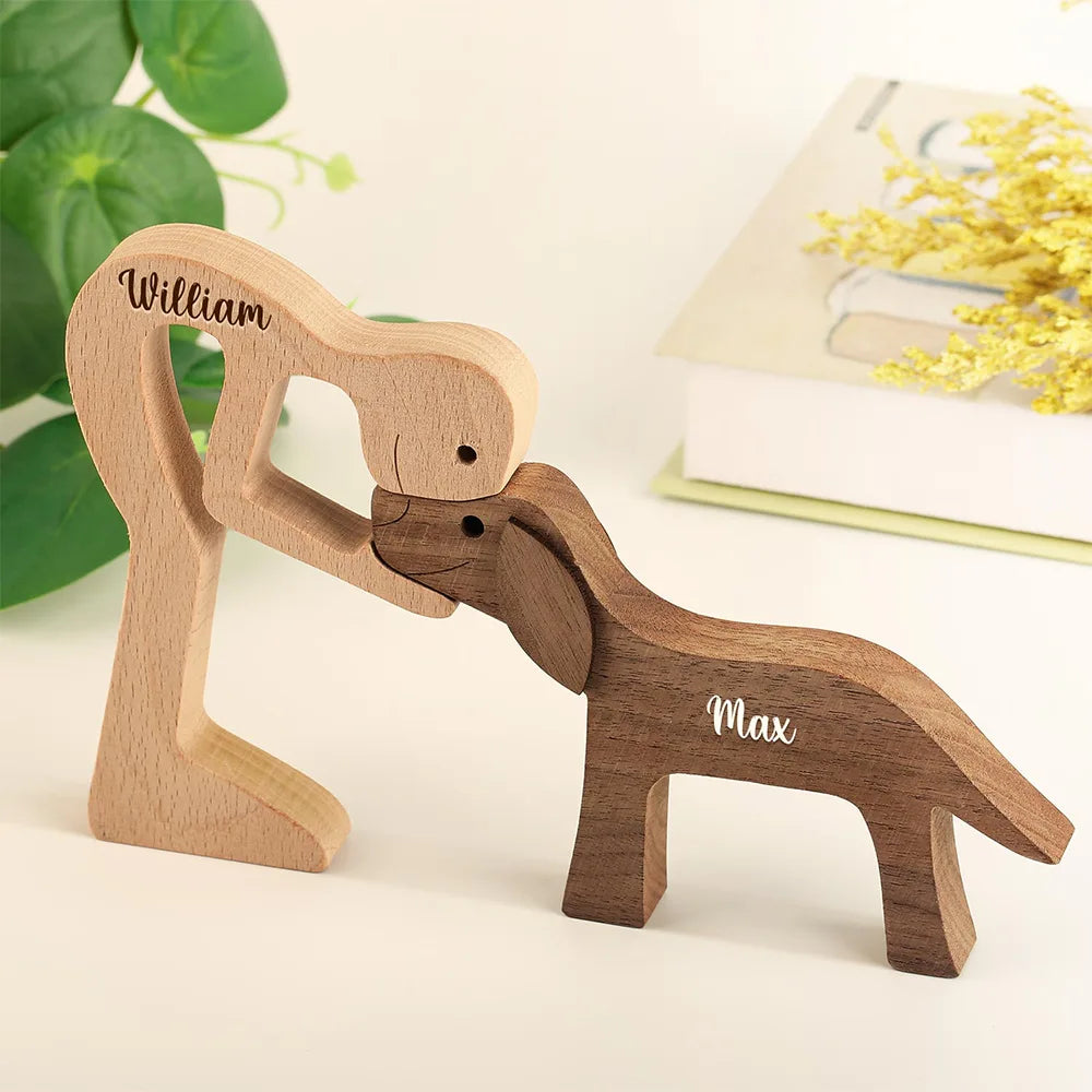Best Friend For Life Dog Lover Wooden Pet Carvings Desk Figurine Sympathy Remembrance - Personalized Wood Sculpture Table Ornament