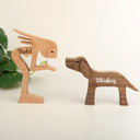 Pet Lovers, Dog Lovers - Custom Name Wooden Pet Carvings Carved Wood Decor Dog Lover - Personalized Wood Sculpture Table Ornament
