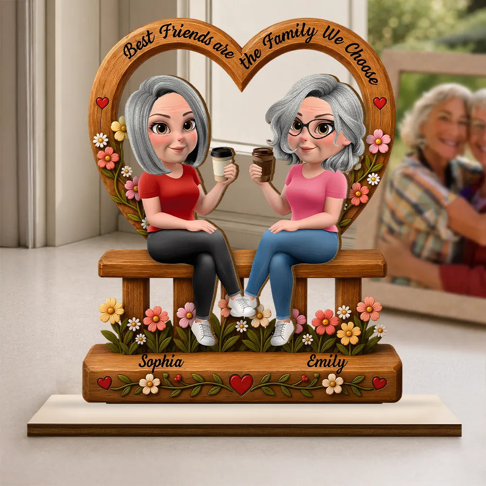 Gift For Bestie, Sentimental, Vector - Best Friends Are The Family We Choose - Personalized Custom Shaped Wooden Plaque