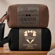 Confident,Gift For Men,Gift For Yourself,Wedding,Custom Text - Best Man Groomsman - Personalized Leather Canvas Toiletry Bag