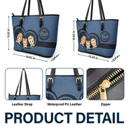 Gift For Grandma, Grandma - Grandkids, Gift For Mother, Happy - Best Mom Ever - Personalized Leather Tote Bag