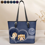 Gift For Grandma, Grandma - Grandkids, Gift For Mother, Happy - Best Mom Ever - Personalized Leather Tote Bag
