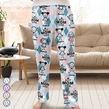 Best Mom Ever Argyle Plaid - Personalized Pajama Pants