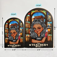 Teacher, Happy, Gift For Yourself - Best Teacher Ever - Personalized Wood Book Ends