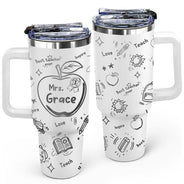 Teacher, Back To School - Best Teacher Ever Award Doodle - Personalized Engraved 40oz Tumbler