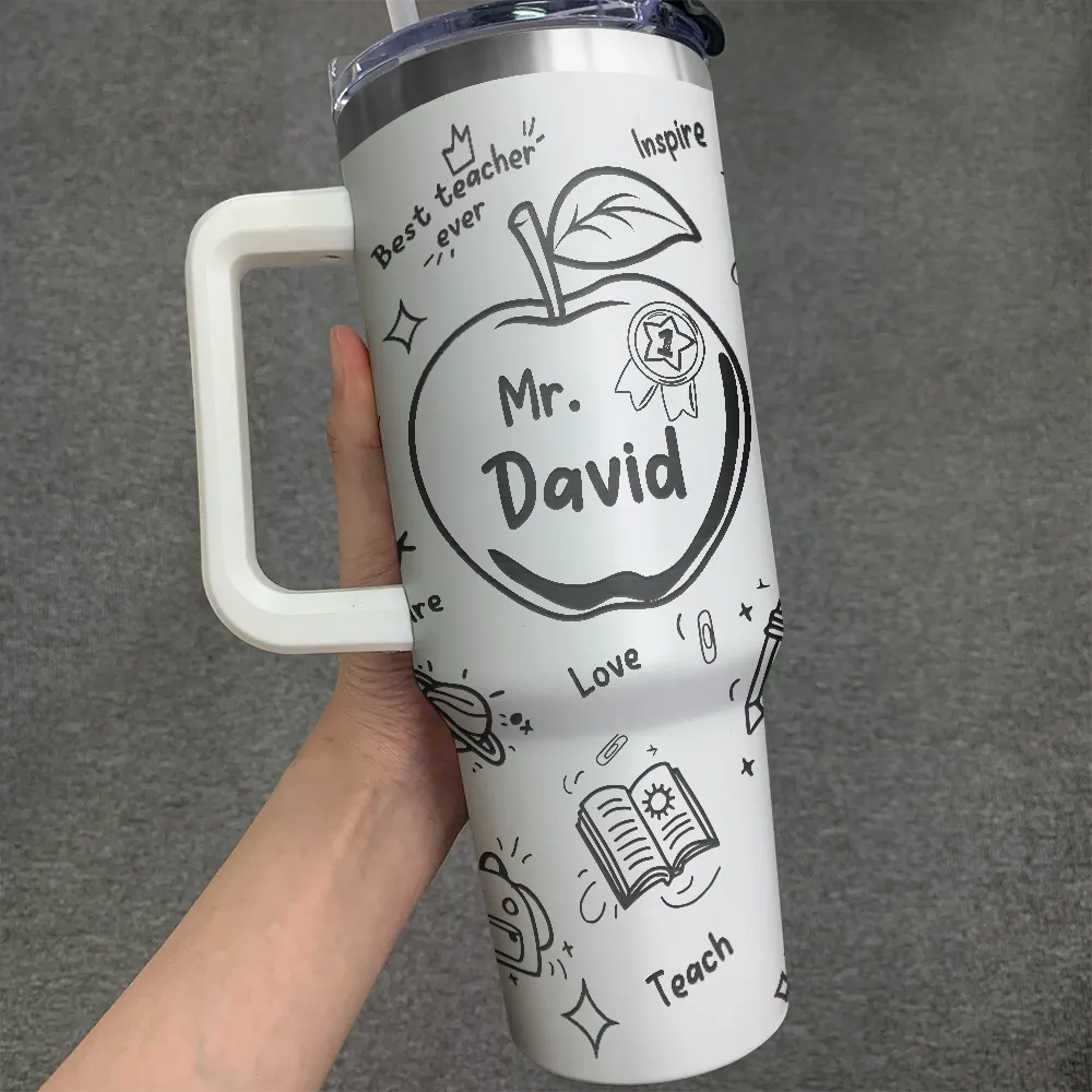 Teacher, Back To School - Best Teacher Ever Award Doodle - Personalized Engraved 40oz Tumbler