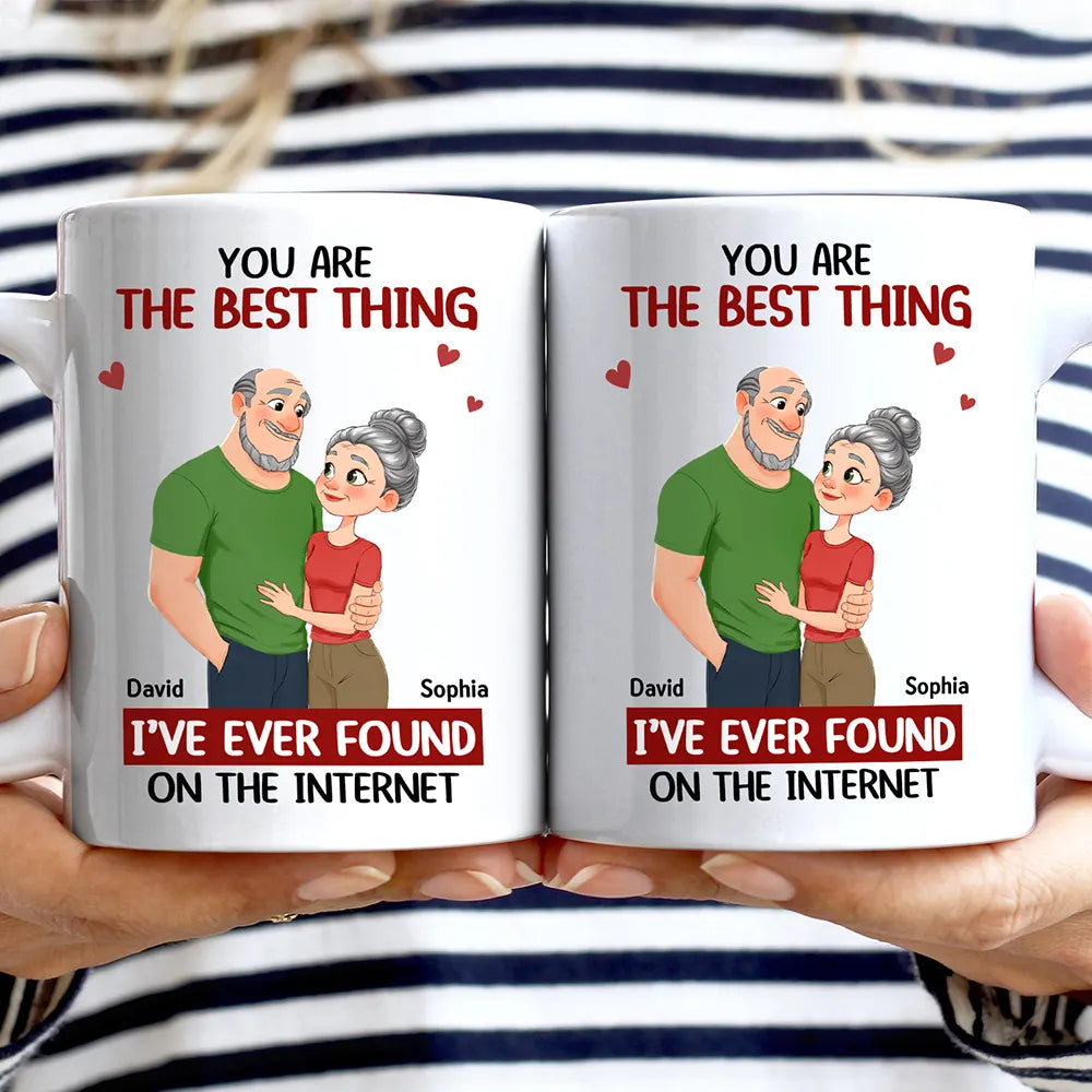 Gift For Couples,Gift For Wife,Gift For Girlfriend,Gift For Women,Funny,Old Couples,Gift For Boyfriend - Best Thing Found On The Internet Animate Hugging Couple - Personalized Mug