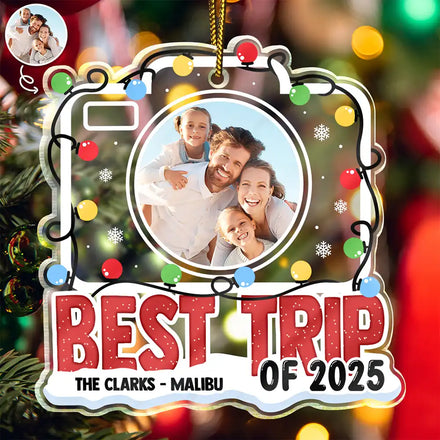 Custom Photo Best Trip Of The Year - Personalized Custom Shaped Acrylic Ornament