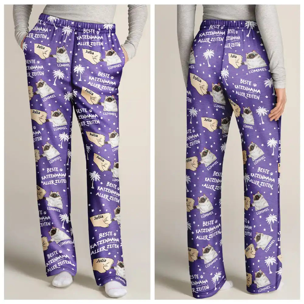 Cat Lovers,Cat Mom,Cat Dad,Happy - Bester Katzenpapa Aller Zeiten - Personalisierte Pyjamahose
