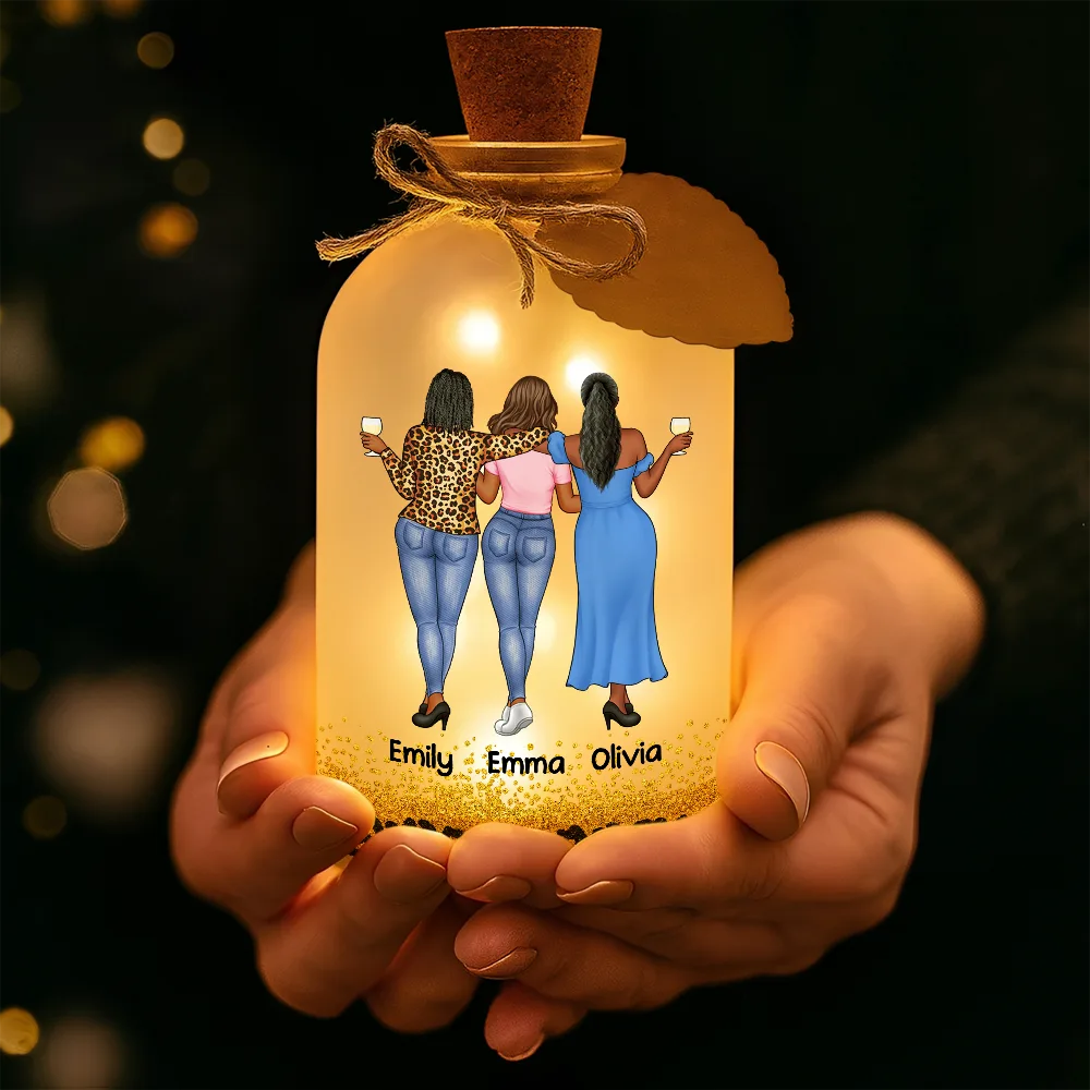 Gift For Bestie,Gifts For Colleagues,Gift For Sisters,Funny,Gift For Sibling - Bestie Because Of You I Laugh A Little Harder - Personalized Short Bottle Light