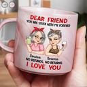 Gift For Bestie, Gift For Women, Top Market, Happy - Bestie You Are Stuck With Me Forever - Personalized Marble Mug