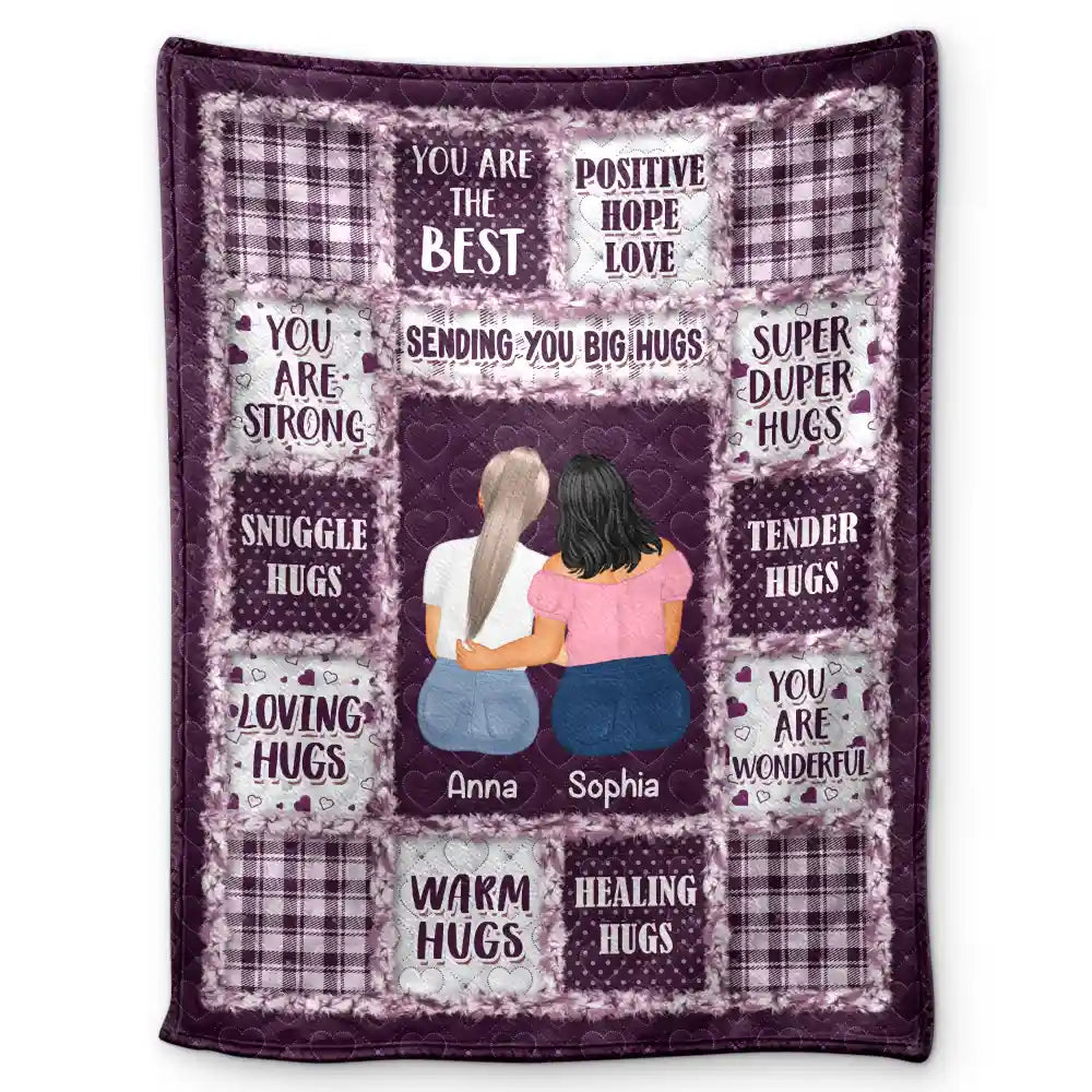 Besties Sisters Sending You Big Hugs - Personalized Fleece Blanket, Sherpa Blanket