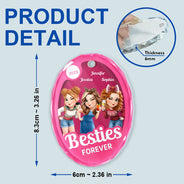 Gift For Bestie,Gift For Sisters,Happy,Gift For Women,Christmas - Besties Forever Pink Action Figure 3D Effect - Personalized Oval Glass Ornament