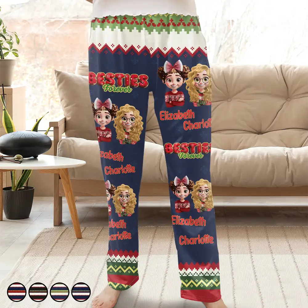 Besties Friends Siblings Forever 3D Effect - Personalized Pajama Pants