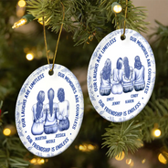 Gift For Bestie,Gift For Sisters,Gifts For Colleagues,Christmas,Happy - Besties Our Laughs Are Limitless Best Friends Toile - Personalized Circle Ceramic Ornament