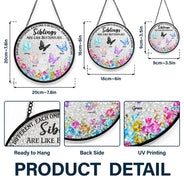Gift For Bestie, Gift For Sibling, Gift For Sisters - Besties Sisters Friends Are Like Butterflies Crystal Effect - Personalized Stained Glass Window Hanging Suncatcher