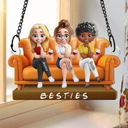 Gift For Bestie,Gift For Sisters,Gift For Women,Gifts For Colleagues,Happy -Besties Sitting Together - Personalized Window Hanging Suncatcher Ornament