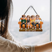 Gift For Bestie,Gift For Sisters,Gift For Women,Gifts For Colleagues,Happy -Besties Sitting Together - Personalized Window Hanging Suncatcher Ornament