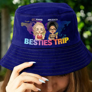 Gift For Men,Gift For Women,Gift For Bestie,Best friends' Hobby,Summer,Travel,Funny - Besties Trip Travel Buddies - Personalized Bucket Hat