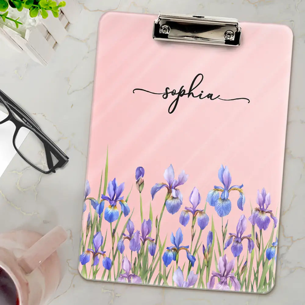 Birth Flower And Name - Personalized Acrylic Clipboard
