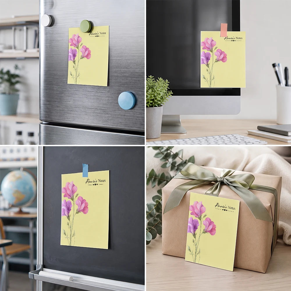 Cozy, Gift For Yourself, Icon - Birth Flower And Name - Personalized Notepad