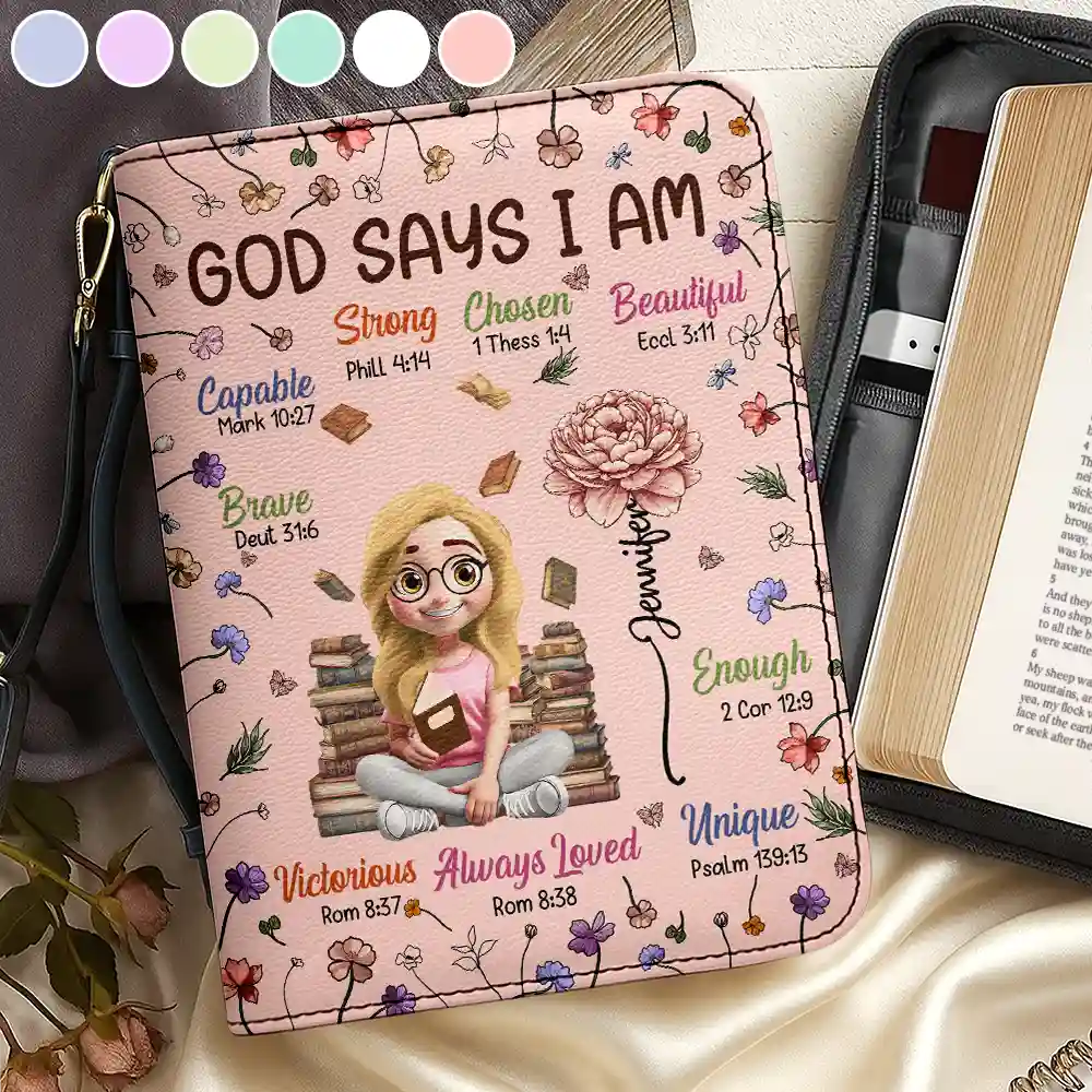 Birth Flower Bible Verse God Says I Am - Personalized Bible Cover