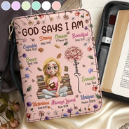 Gift For Bestie,Christmas,Love - Birth Flower Bible Verse God Says I Am - Personalized Bible Cover