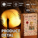 Gift For Bestie, Christmas, Love - Birth Flower Bible Verse God Says I Am - Personalized Book Lamp