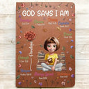 Gift For Bestie, Christmas, Love - Birth Flower Bible Verse God Says I Am - Personalized Leather Journal