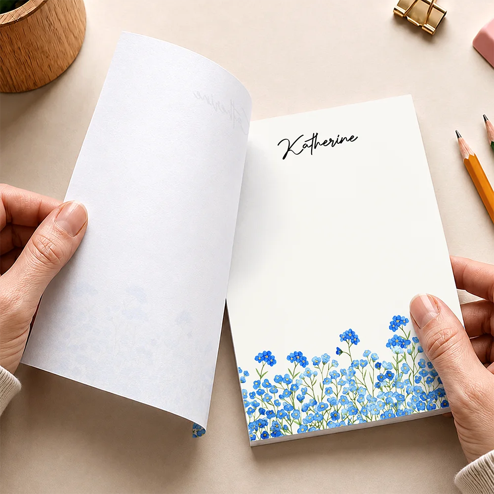 Cozy,Gift For Yourself,Icon - Birth Flower Blooming In Love - Personalized Notepad