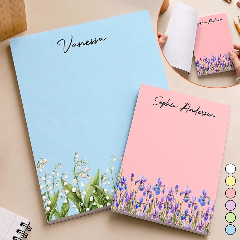 Cozy,Gift For Yourself,Icon - Birth Flower Blooming In Love - Personalized Notepad